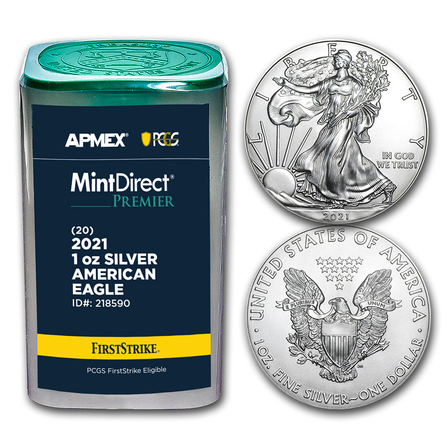 Buy 2021 1 oz Silver Eagles (20-Coin MD Premier + PCGS FS Tube)