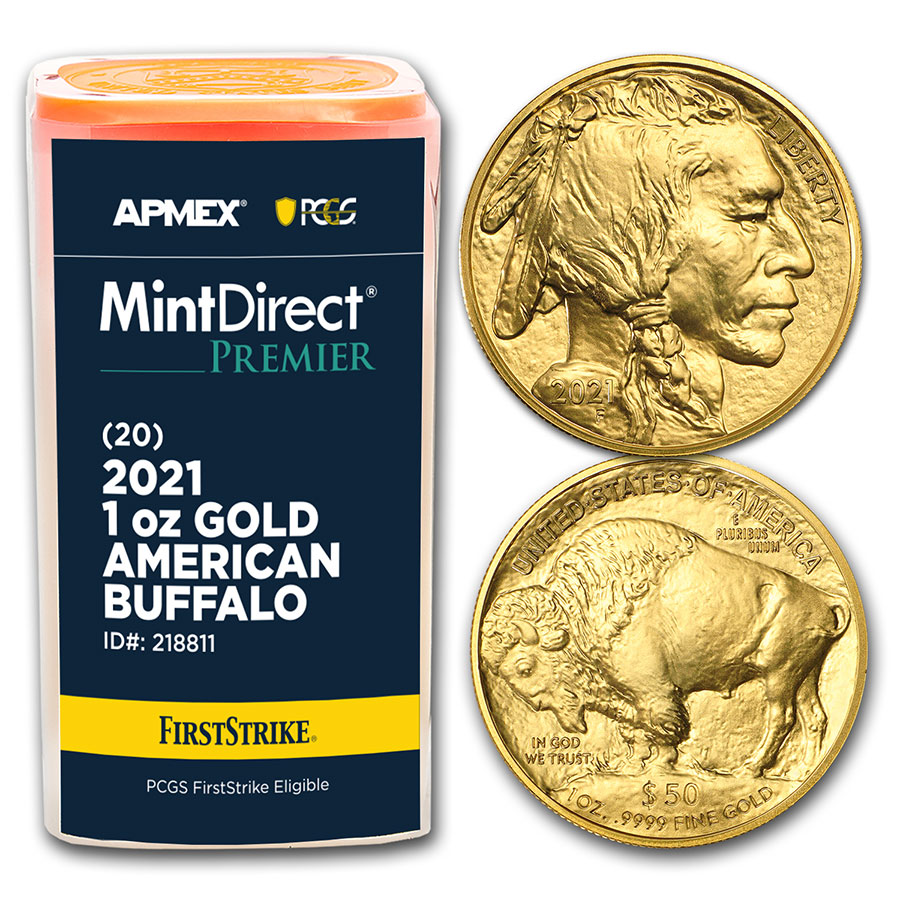 Buy 2021 1 oz Gold Buffalo (20-Coin MD? Premier Tube + PCGS FS)