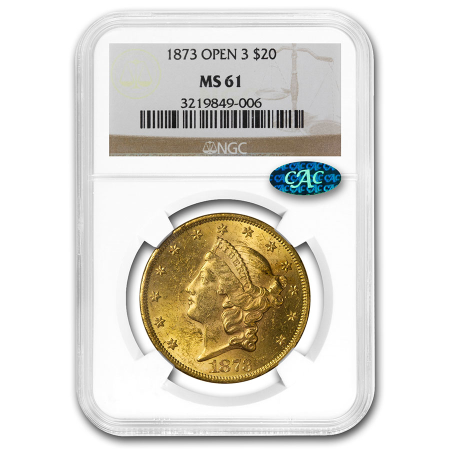 Buy 1873 $20 Liberty Gold Double Eagle MS-61 NGC CAC (Open 3)