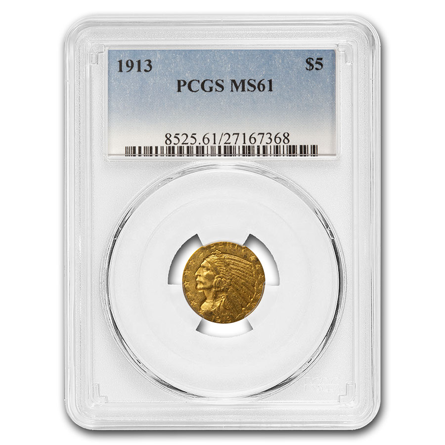 Buy 1913 $5 Indian Gold Half Eagle MS-61 PCGS