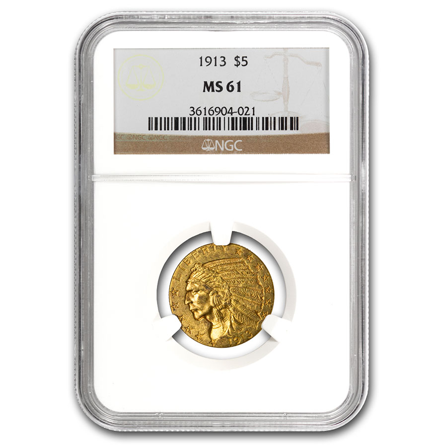 Buy 1913 $5 Indian Gold Half Eagle MS-61 NGC