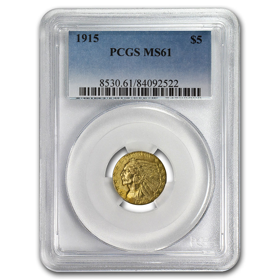 Buy 1915 $5 Indian Gold Half Eagle MS-61 PCGS