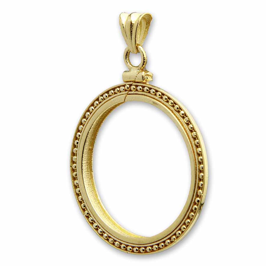 Buy 14K Gold Screw-Top Beaded Coin Bezel - 27 mm