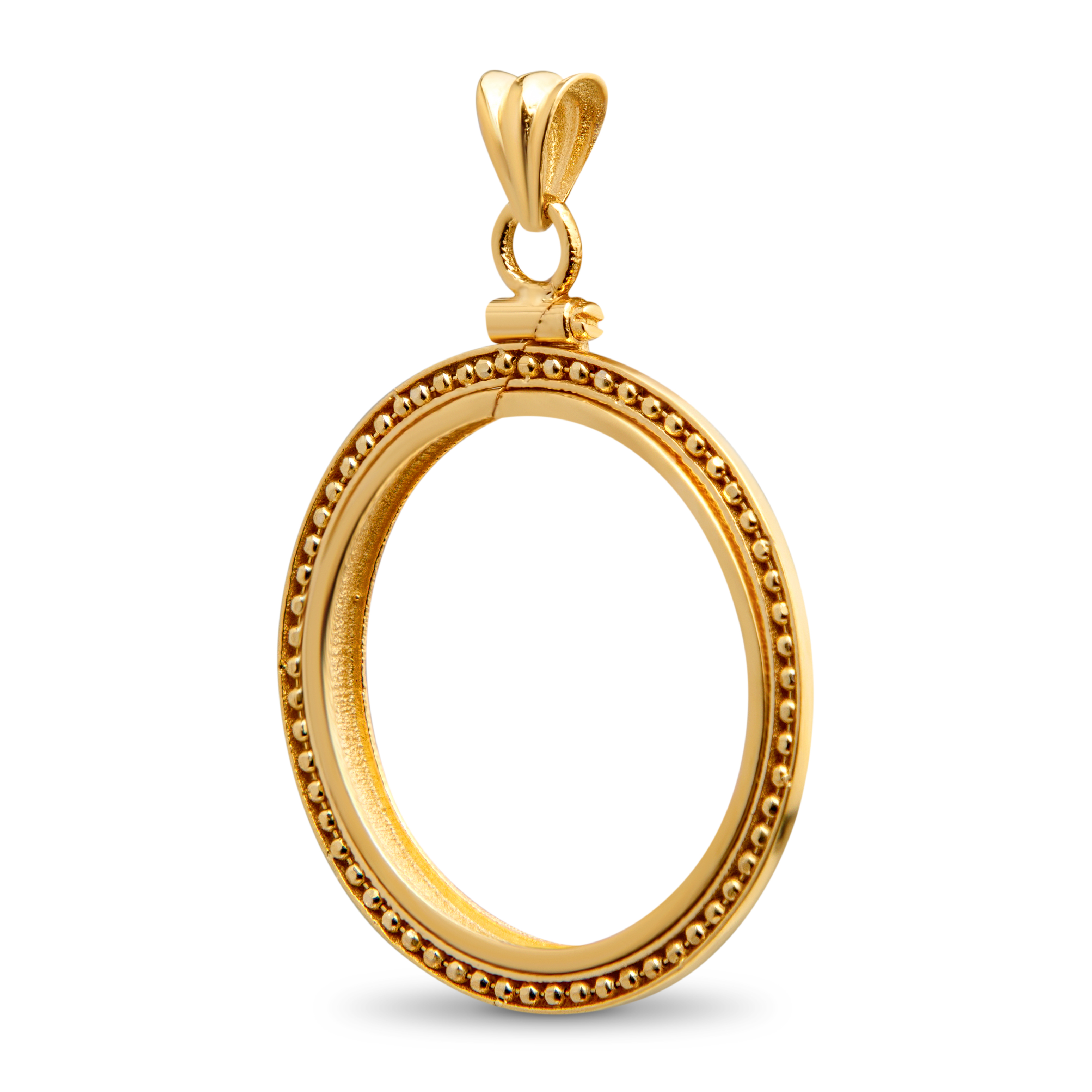 Buy 14K Gold Screw-Top Beaded Coin Bezel - 22 mm