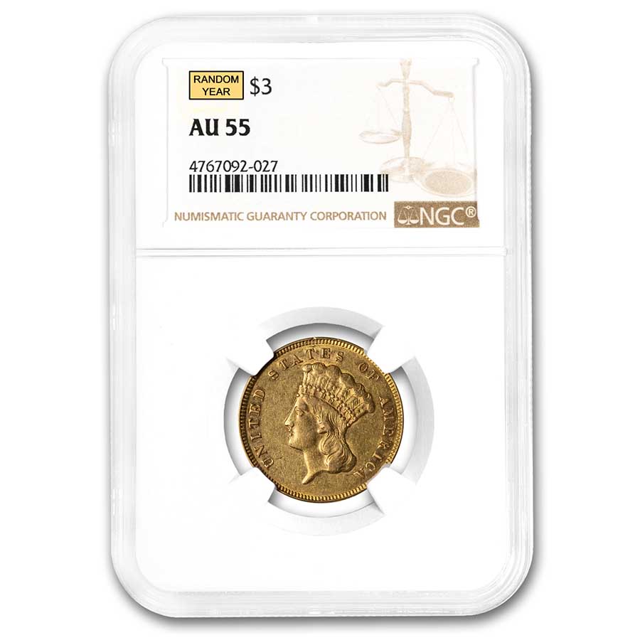 Buy $3 Gold Princess AU-55 NGC/PCGS