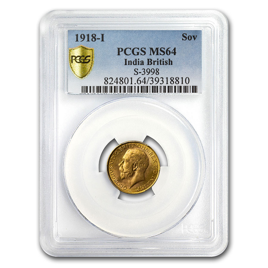 Buy 1918-I India Gold Sovereign George V MS-64 PCGS