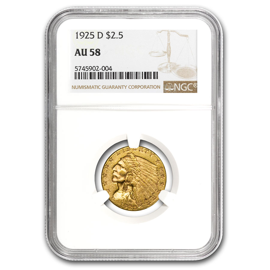 Buy 1925-D $2.50 Indian Gold Quarter Eagle AU-58 NGC