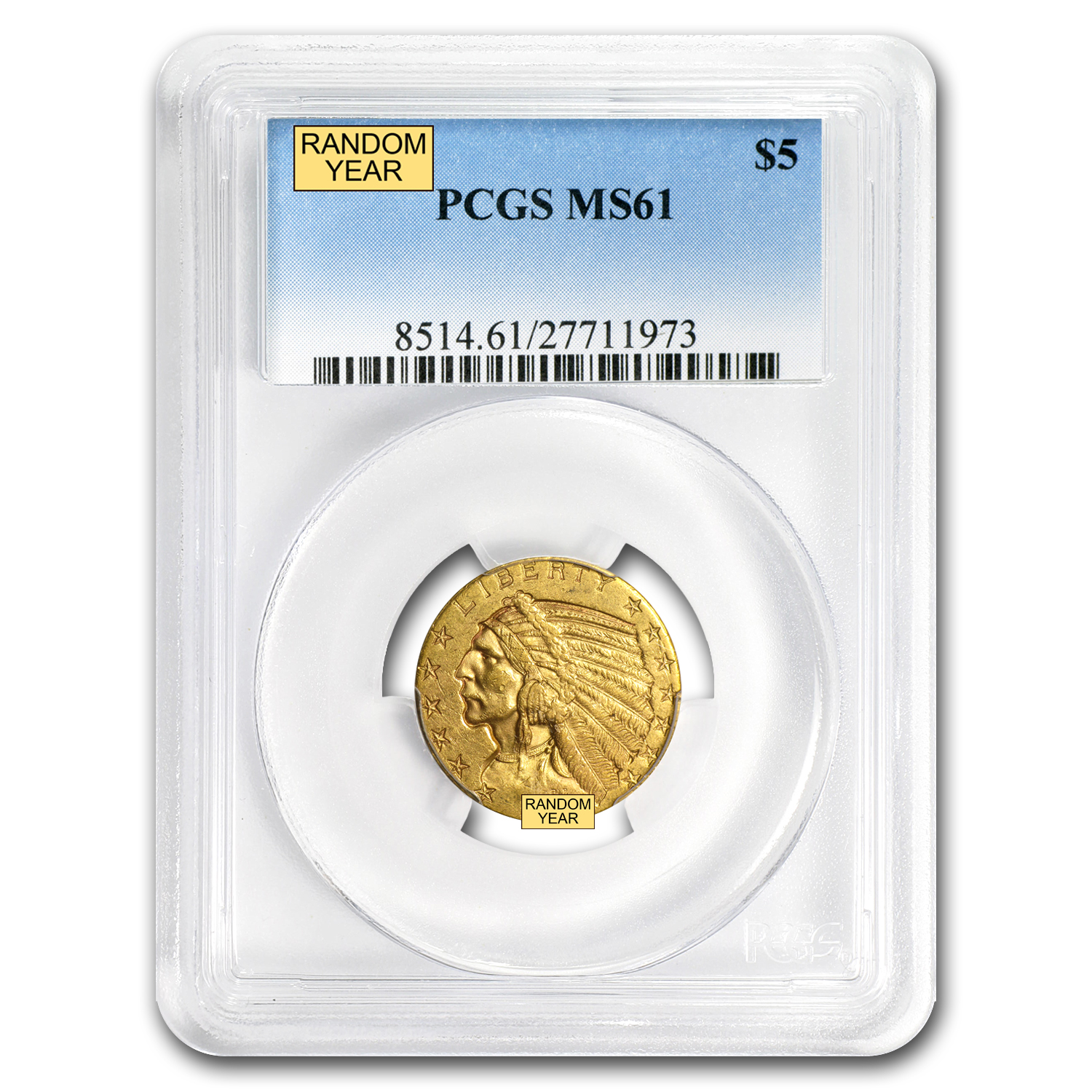Buy $5 Indian Gold Half Eagle MS-61 PCGS - Click Image to Close