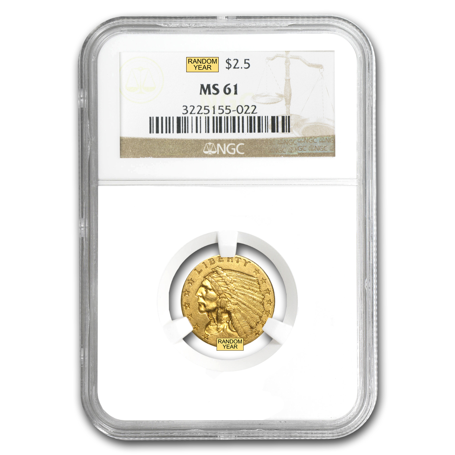 Buy $2.50 Indian Gold Quarter Eagle MS-61 NGC/PCGS