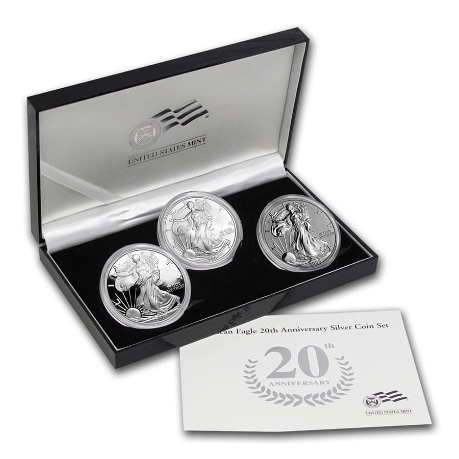 Buy 2006-W 3-Coin Proof Silver Eagle Set (20th Anniv, w/Box & COA)