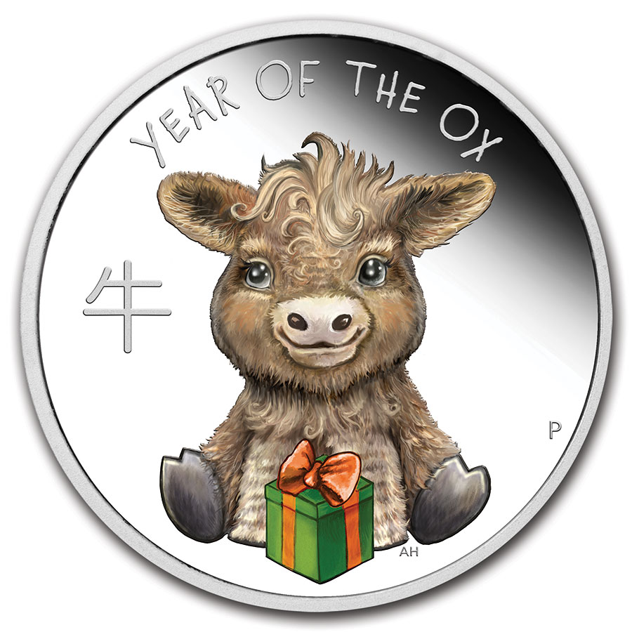 Buy 2021 Tuvalu 1/2 oz Silver Lunar Baby Ox Proof (Colorized)