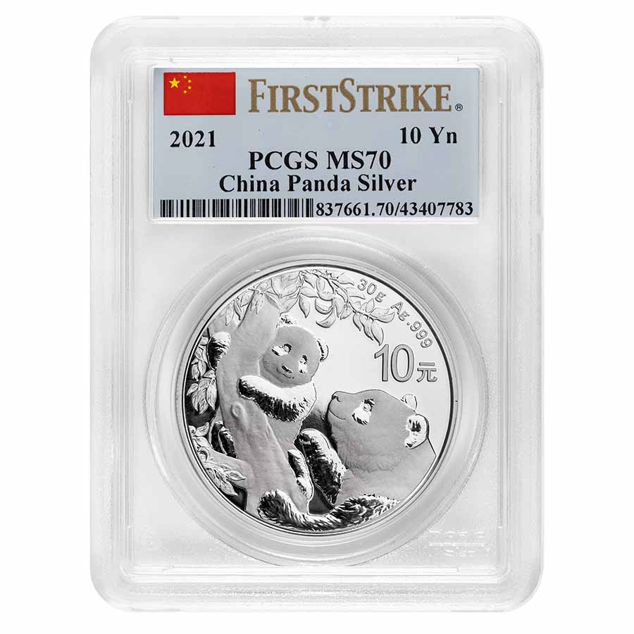 Buy 2021 China 30 gram Silver Panda MS-70 PCGS (FS, Flag Label)