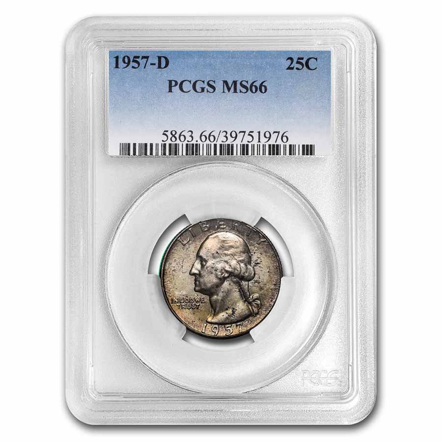 Buy 1957-D Washington Quarter MS-66 PCGS (Toned)