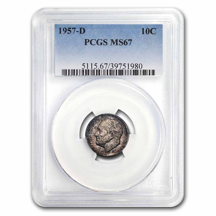 Buy 1957-D Roosevelt Dime MS-67 PCGS (Mint Set Toning)