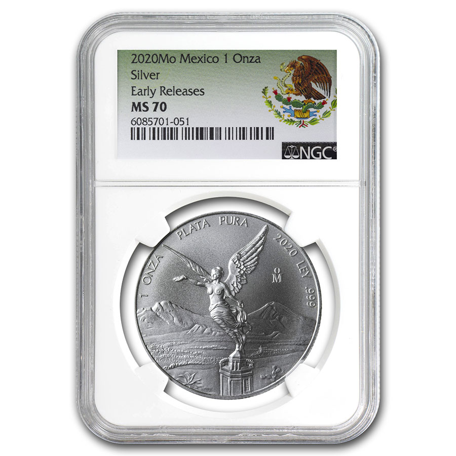 Buy 2020 Mexico 1 oz Silver Libertad MS-70 NGC (ER, Coat of Arms)