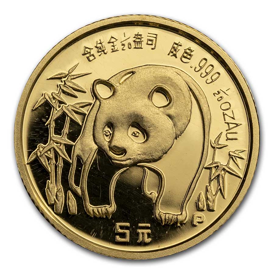 Buy China 1/20 oz Gold Proof Panda (Random Year, In Capsule)