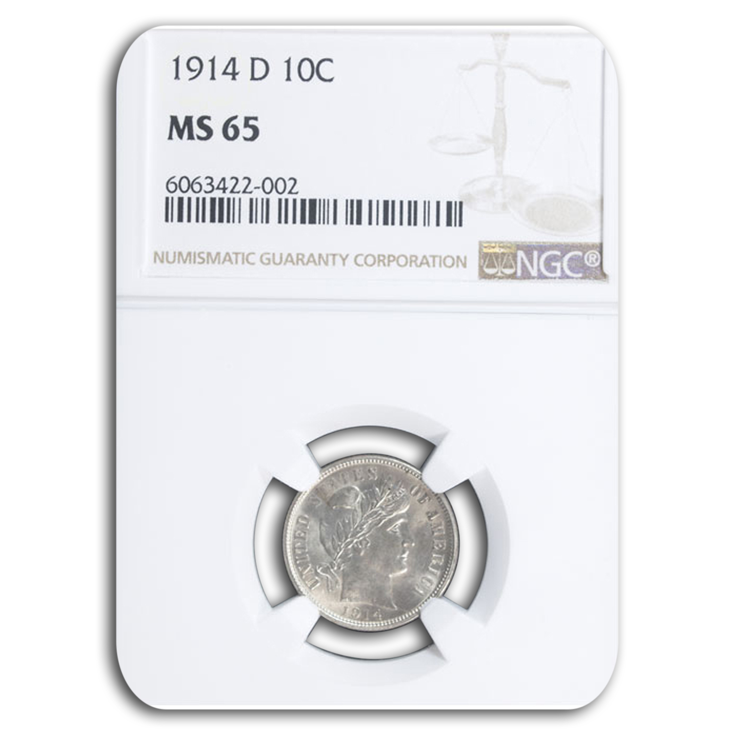 Buy 1914-D Barber Dime MS-65 NGC