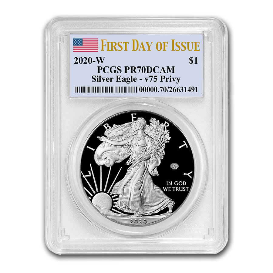 Buy 2020-W Proof American Silver Eagle PR-70 PCGS (FDI, V75 Privy)