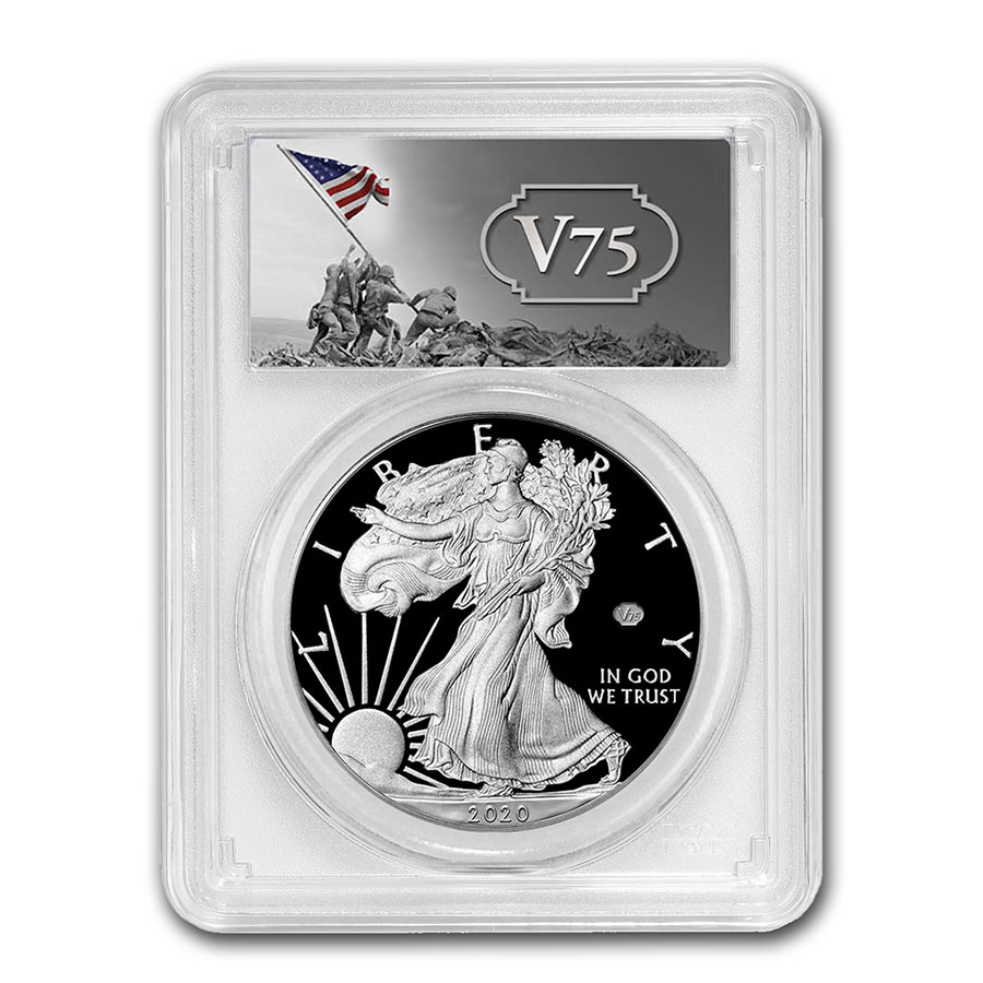 Buy 2020-W Proof Silver Eagle PR-70 PCGS (FS, V75 Privy, WW2 Label)