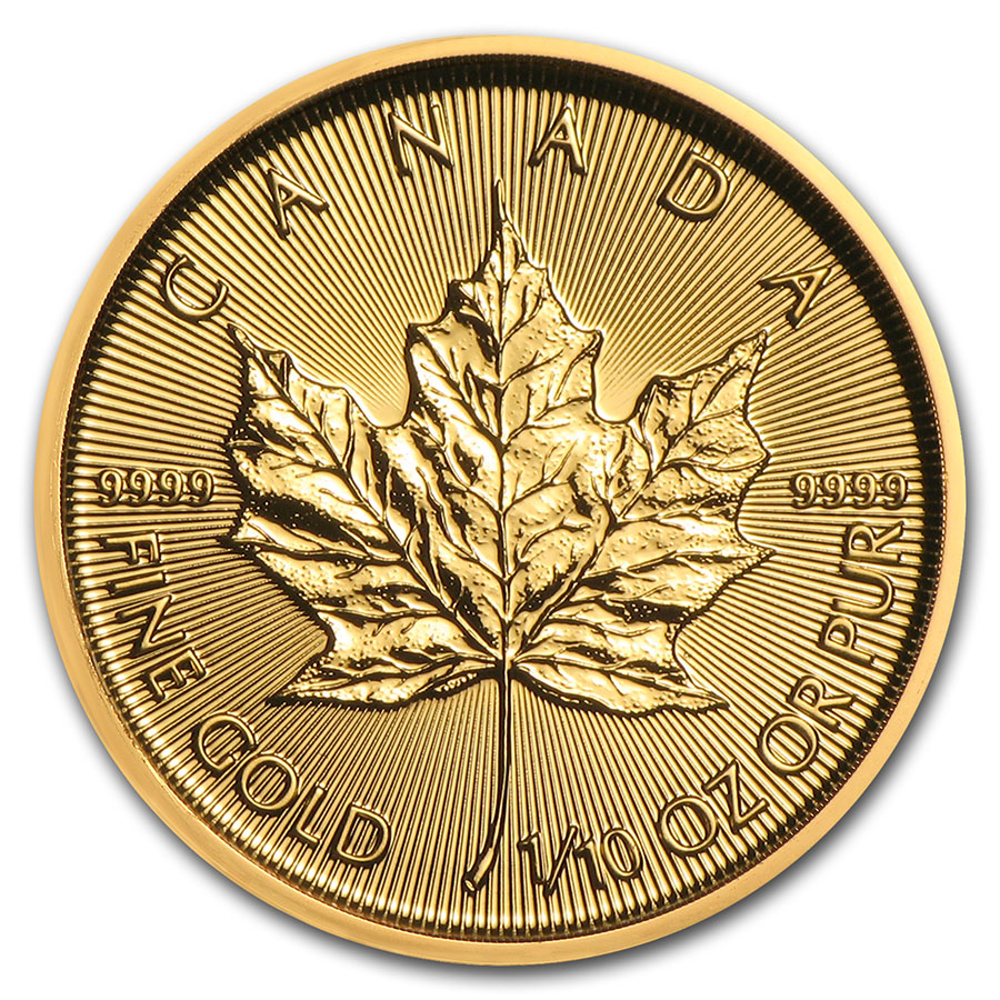 Buy 2021 Canada 1/10 oz Gold Maple Leaf BU - Click Image to Close