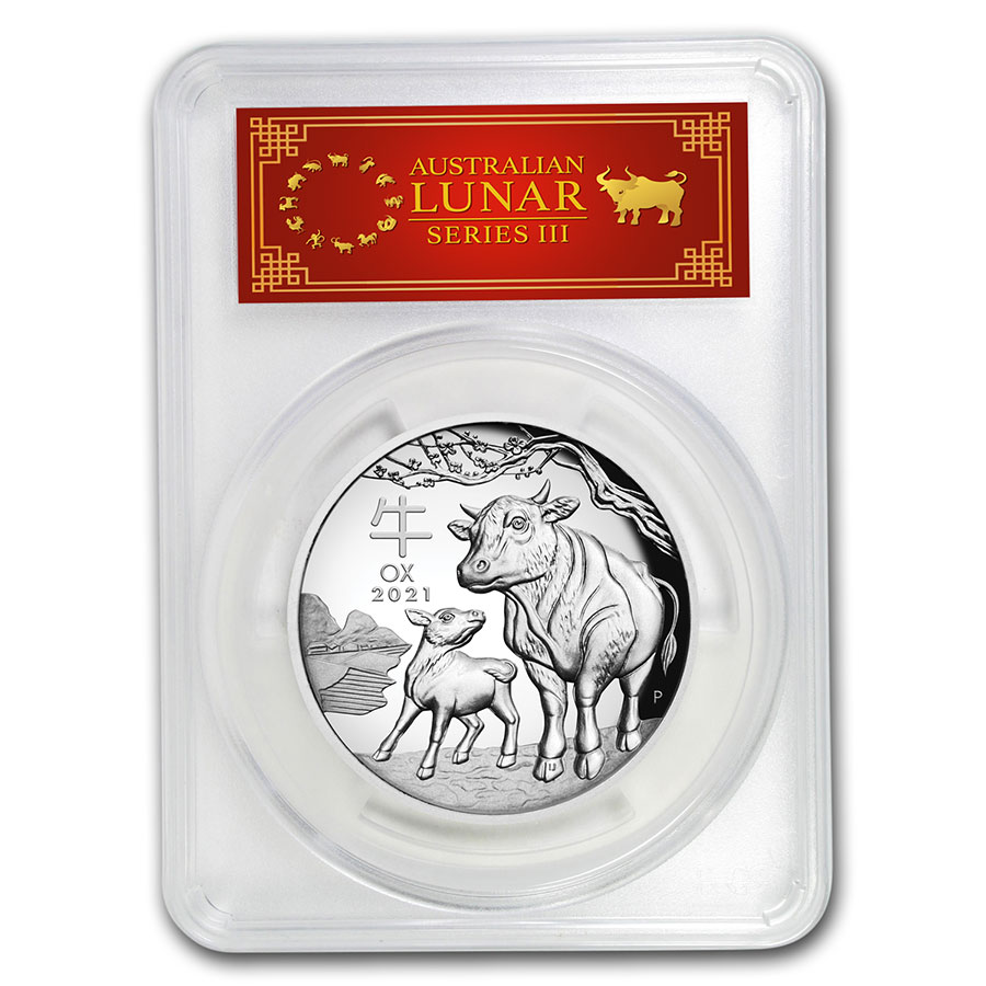 Buy 2021 Australia 5 oz Silver Ox HR PR-70 DCAM (FS, Red Label)