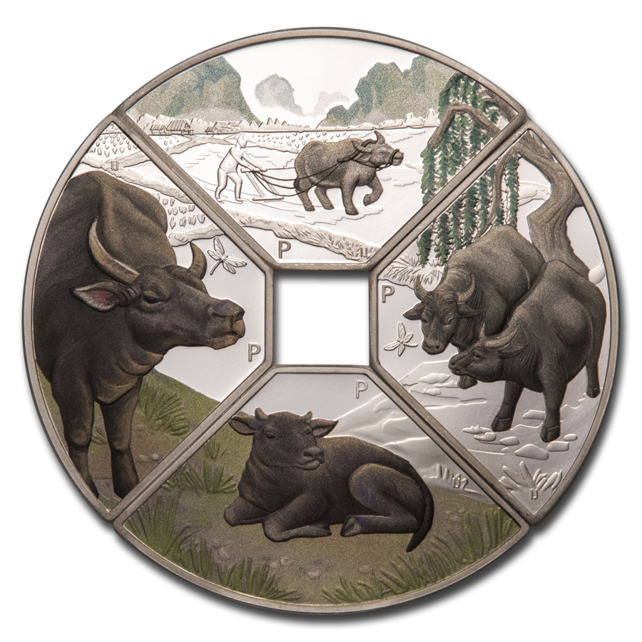 Buy 2021 Tuvalu 1 oz Silver Year of the Ox Quadrant Proof - Click Image to Close