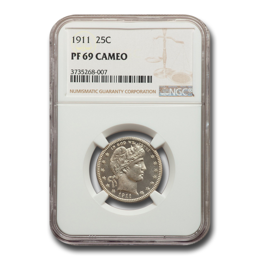 Buy 1911 Barber Quarter PF-69 Cameo NGC