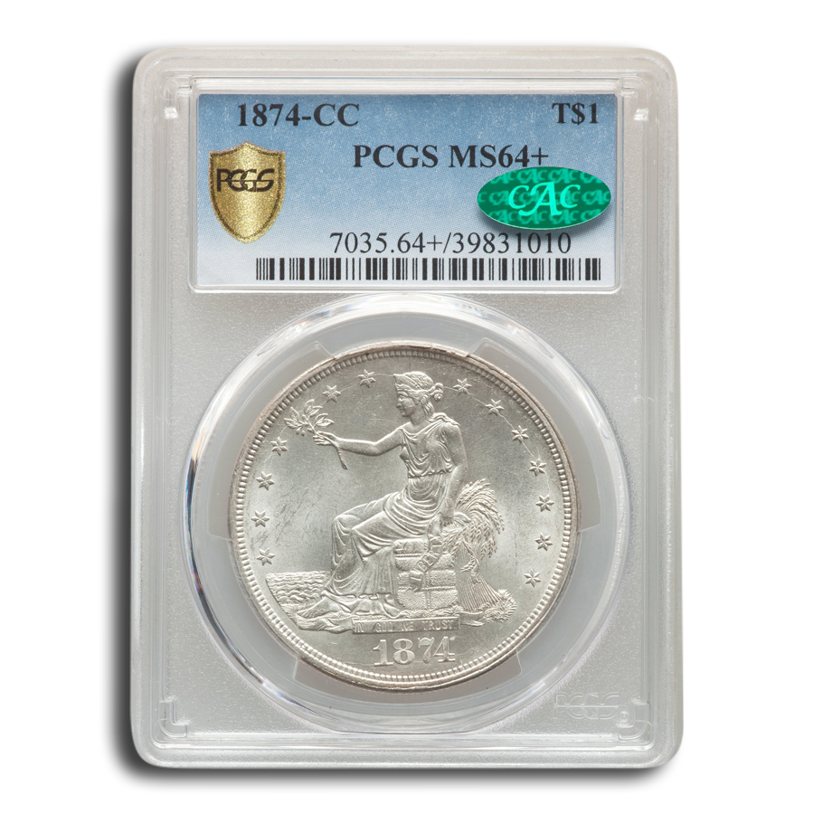 Buy 1874-CC Trade Dollar MS-64+ PCGS CAC