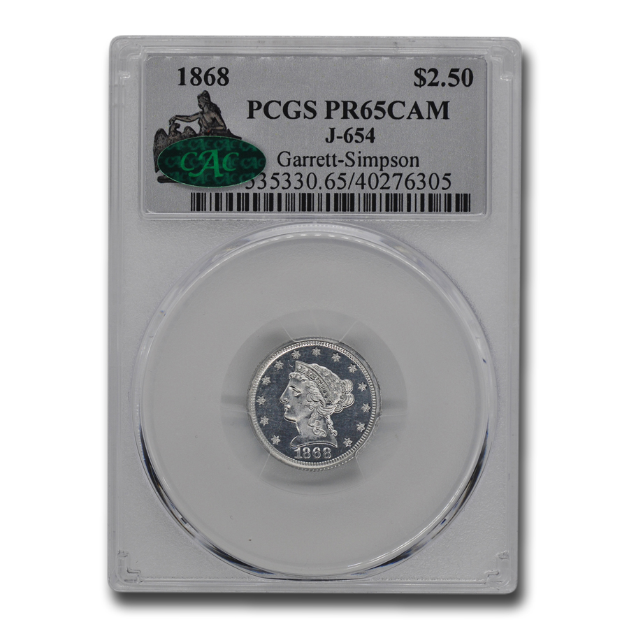 Buy 1868 $2.50 Liberty Quarter Eagle Pattern PR-65 PCGS CAC (J-654)