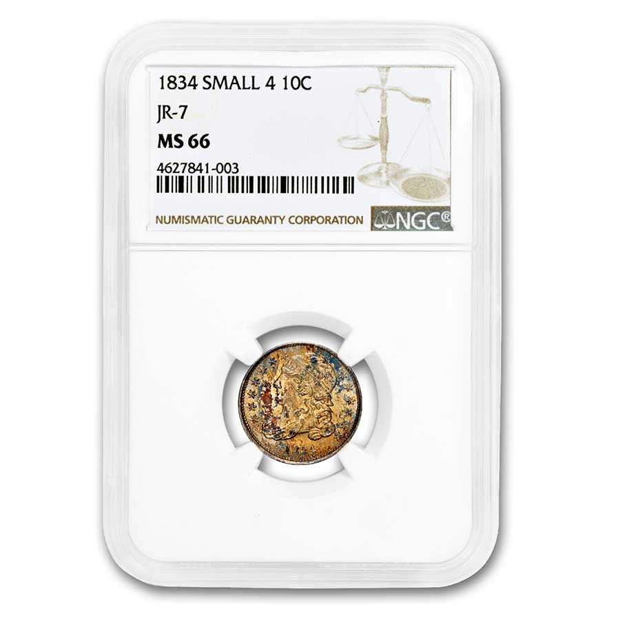 Buy 1834 Capped Bust Dime MS-66 NGC (Small 4, JR-7)