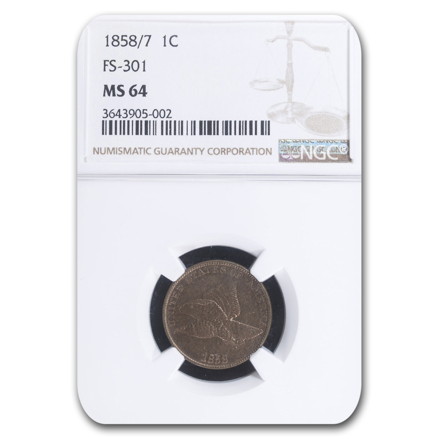 Buy 1858/7 Flying Eagle Cent MS-64 NGC (FS-301)