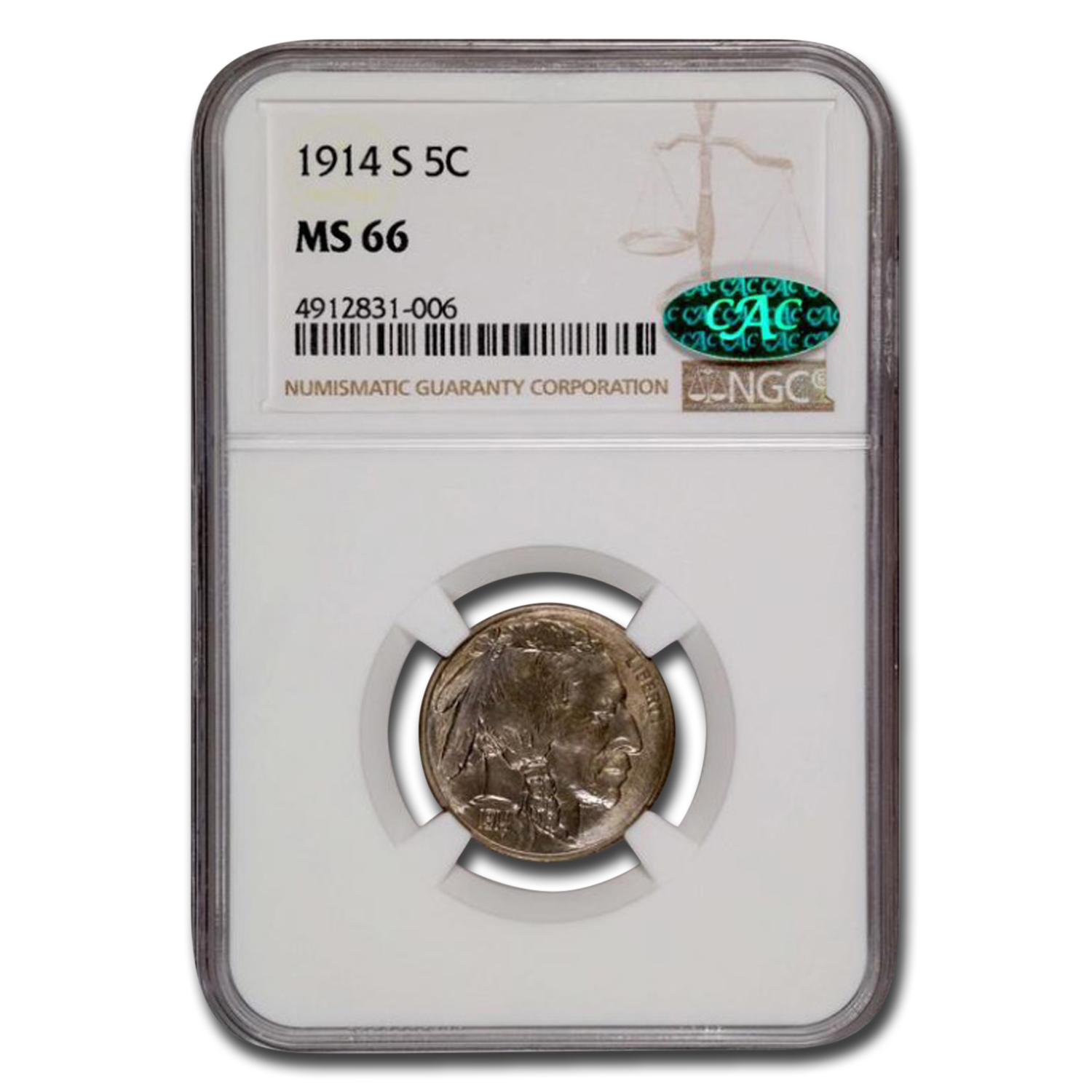 Buy 1914-S Buffalo Nickel MS-66 NGC CAC