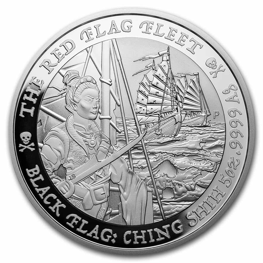 Buy 2021 Tuvalu 5 oz Silver Black Flag (The Red Flag Fleet) - Click Image to Close