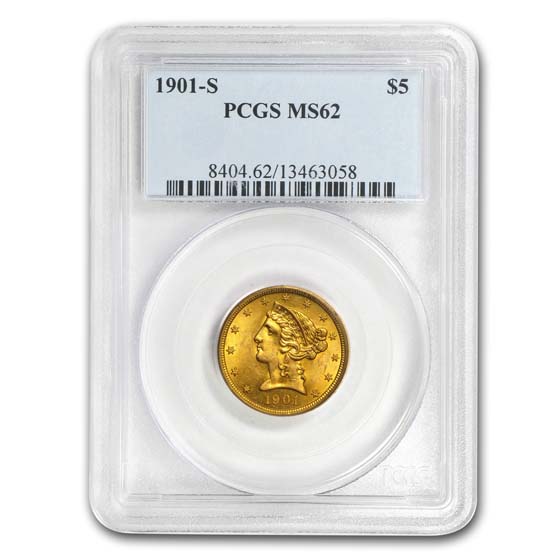 Buy 1901-S $5 Liberty Gold Half Eagle MS-62 PCGS