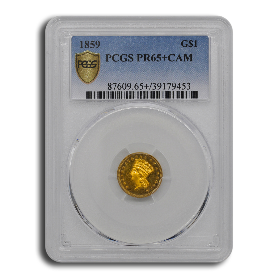 Buy 1859 $1 Indian Head Gold PR-65+ Cameo PCGS