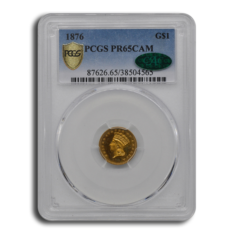 Buy 1876 $1 Indian Head Gold PR-65 Cameo PCGS CAC