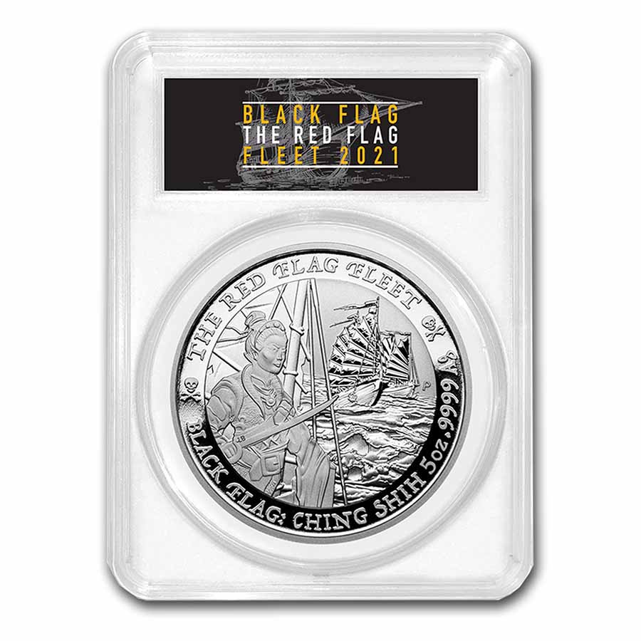 Buy 2021 Tuvalu 5 oz Silver The Red Flag Fleet MS-70 PCGS (FS)