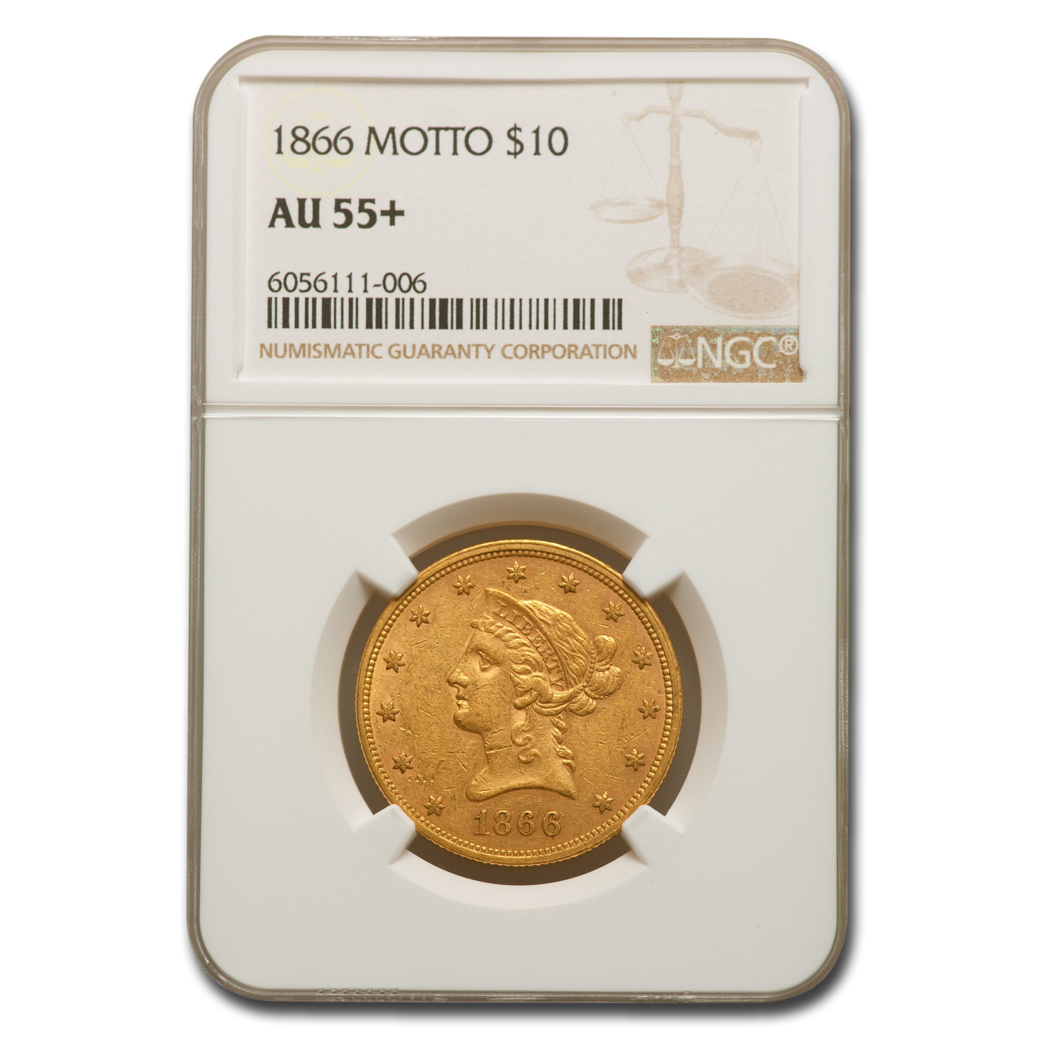 Buy 1866 $10 Liberty Gold Eagle AU-55+ NGC (w/Motto)