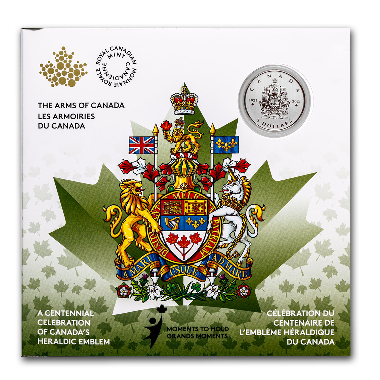Buy 2021 Canada $5 Silver Moments to Hold: Arms of Canada - Click Image to Close