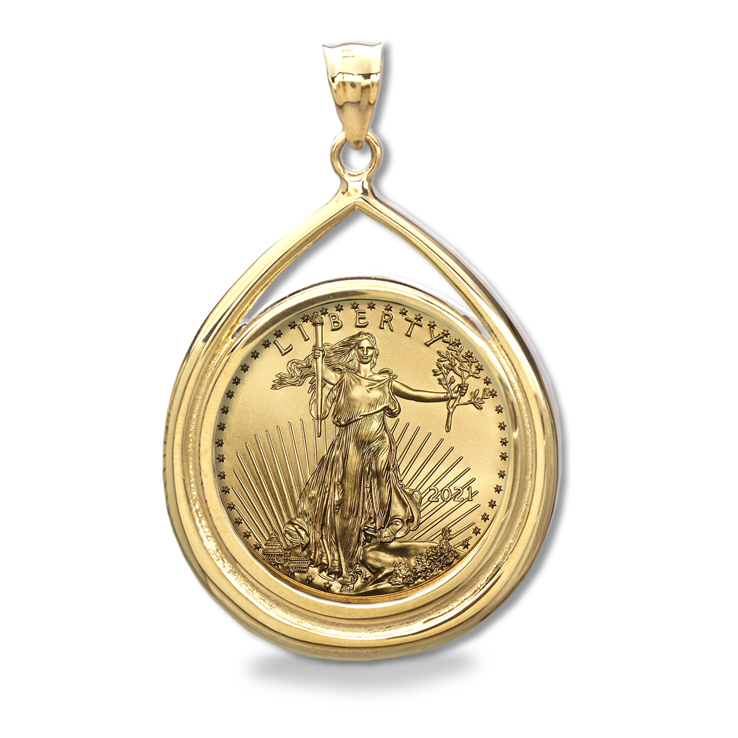 Buy 2021 1 oz Gold Eagle Teardrop Pendant (Prong Bezel)