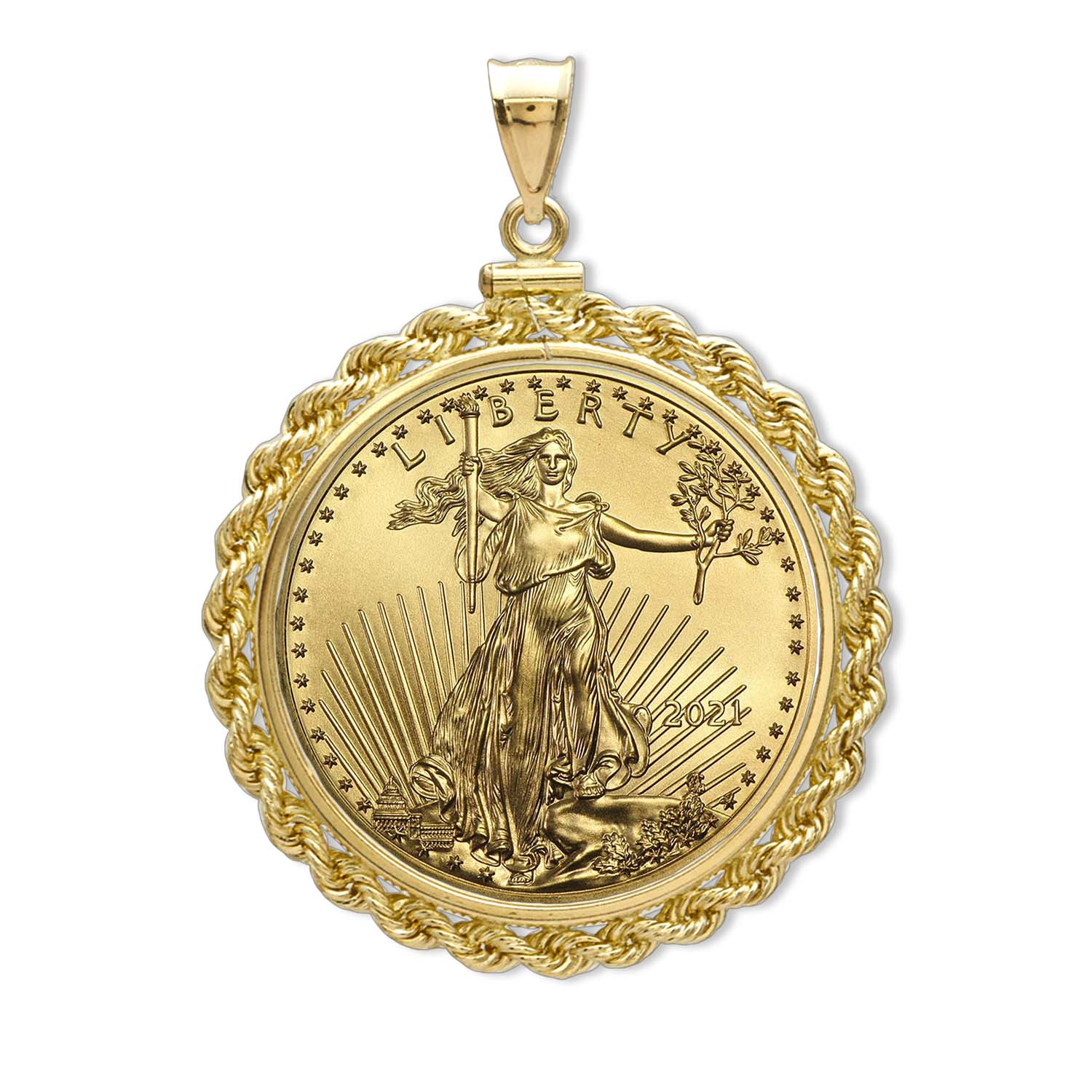 Buy 2021 1 oz Gold Eagle Pendant (Rope-ScrewTop Bezel)