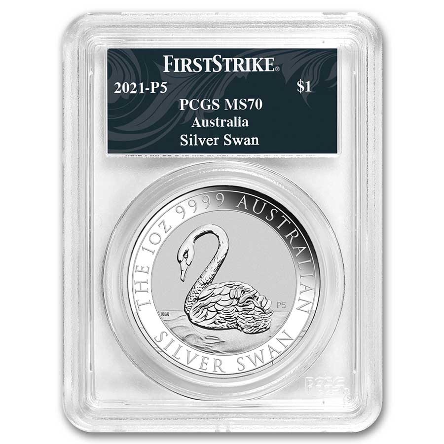 Buy 2021 Australia 1 oz Silver Swan MS-70 PCGS (FS, Swan Label)