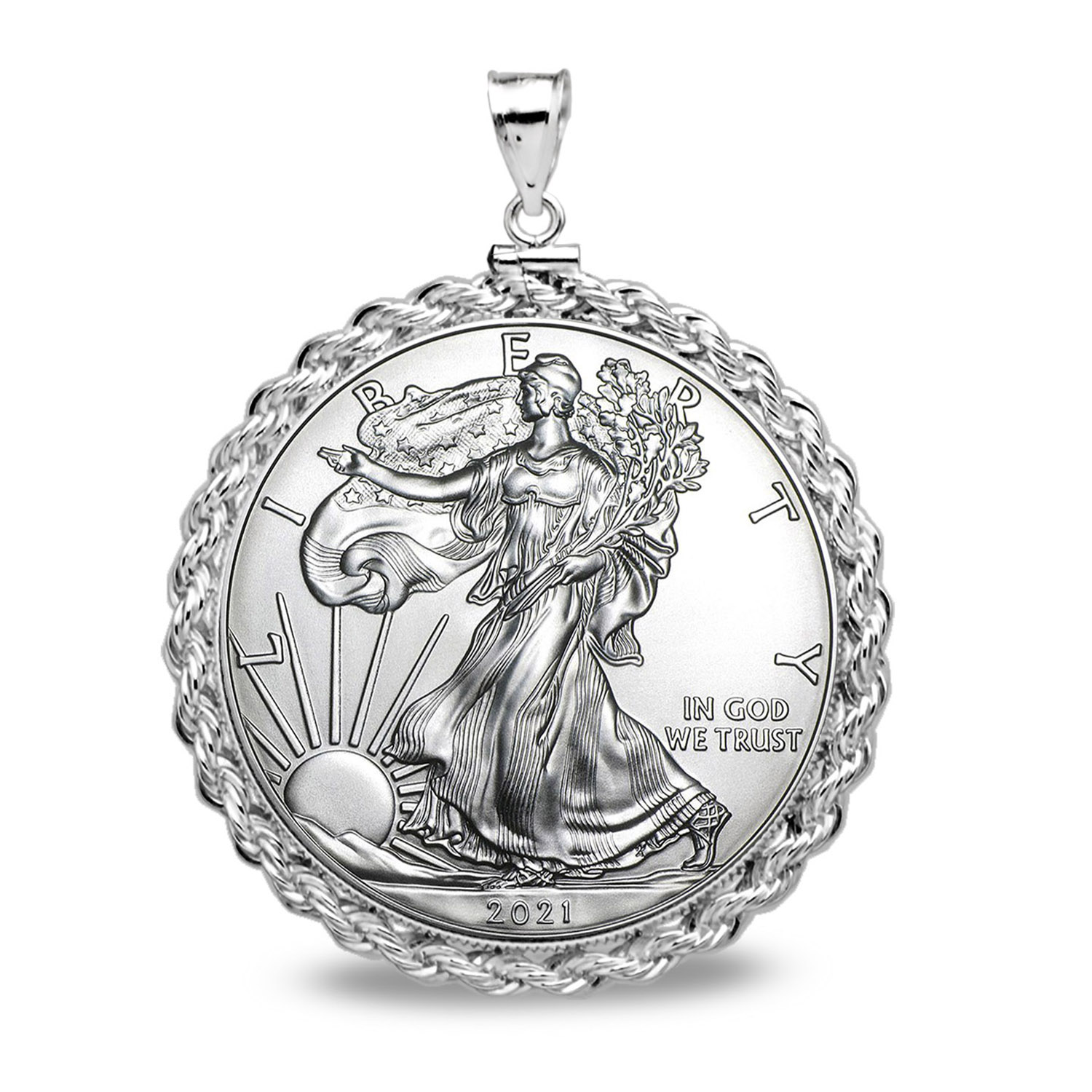 Buy 2021 1 oz Silver Eagle Pendant (Rope-ScrewTop Bezel) - Click Image to Close