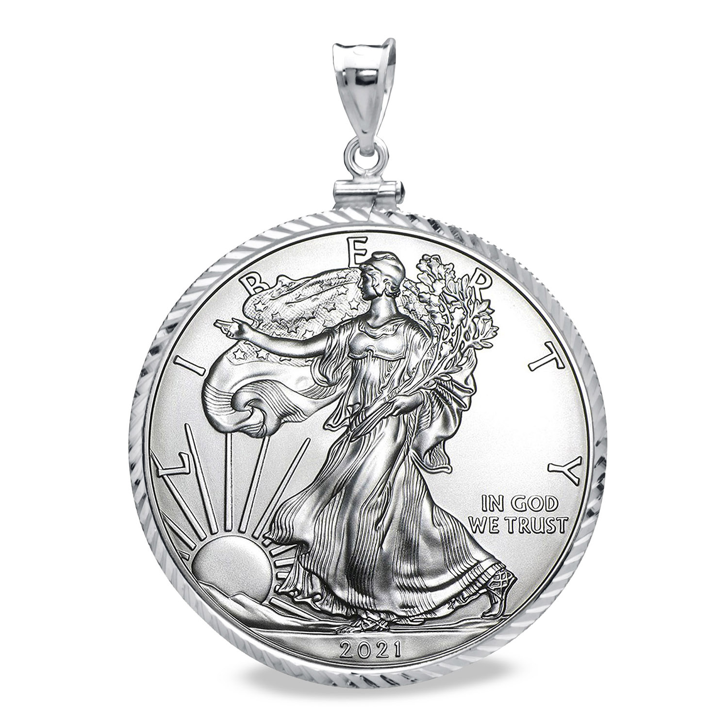 Buy 2021 1 oz Silver Eagle Pendant (Diamond-Cut ScrewTop Bezel)