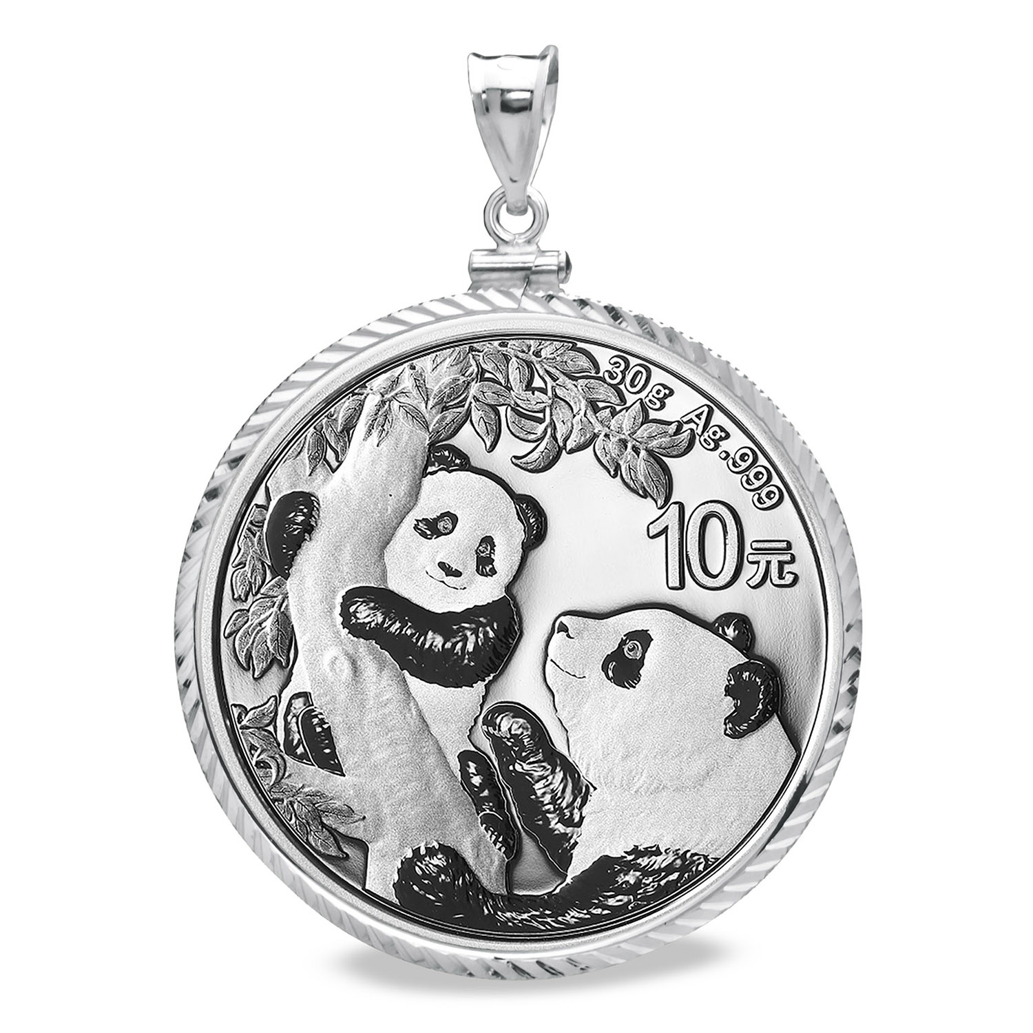 Buy 2021 30 gram Silver Panda Pendant (Diamond-ScrewTop Bezel)