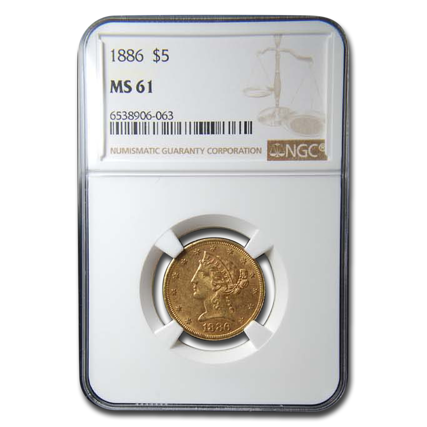 Buy 1886 $5.00 Liberty Gold Half Eagle MS-61 NGC