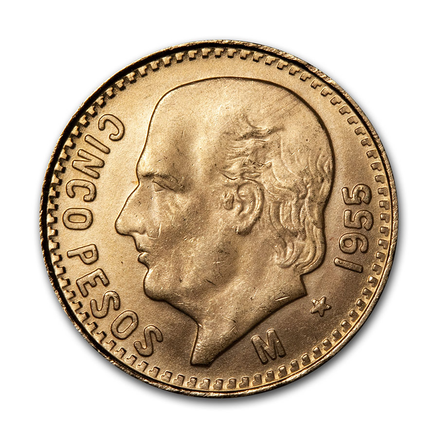 Buy 1955 Mexico Gold 5 Pesos BU (New Dies Restrike) - Click Image to Close