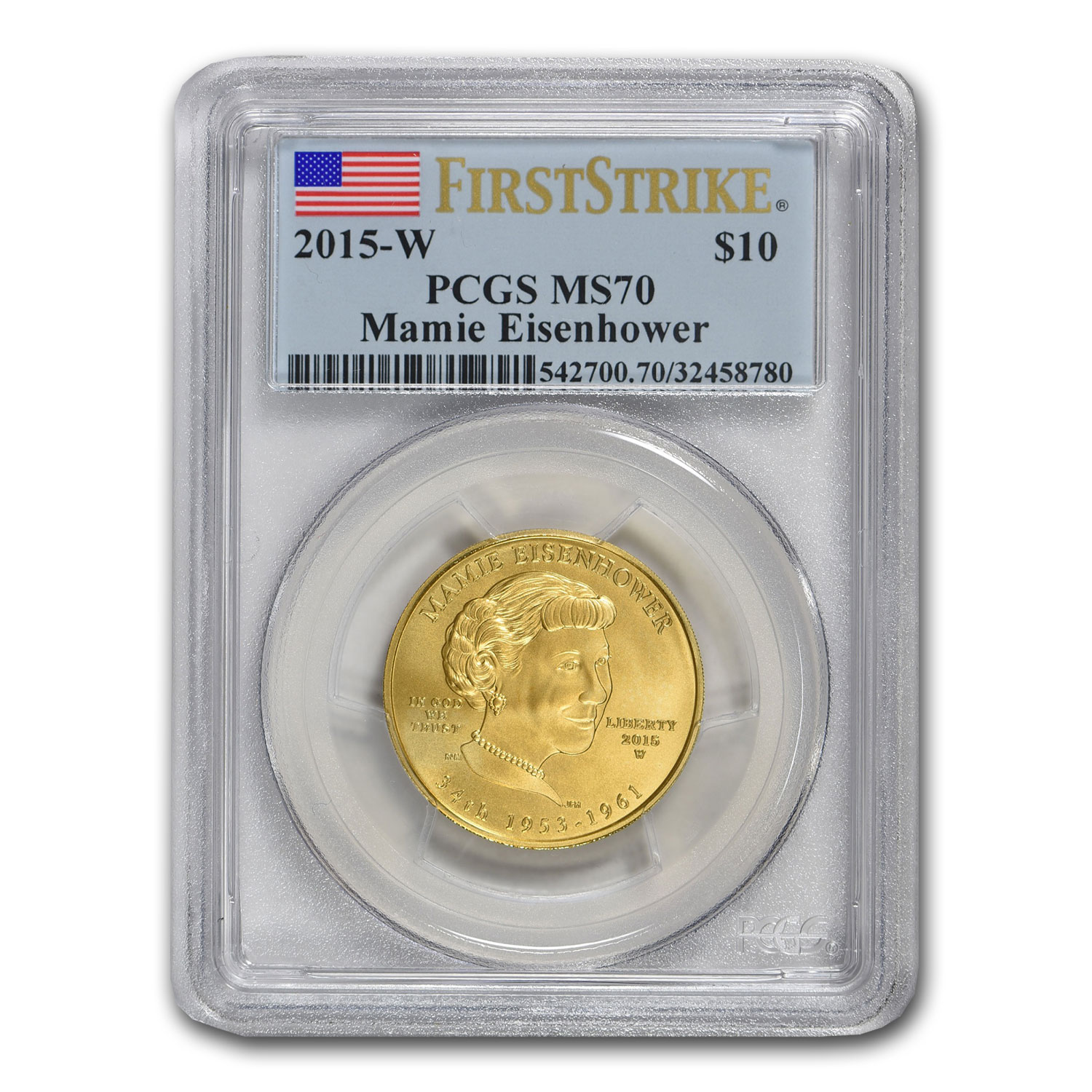 Buy 2015-W 1/2 oz Gold Mamie Eisenhower MS-70 PCGS (First Strike)