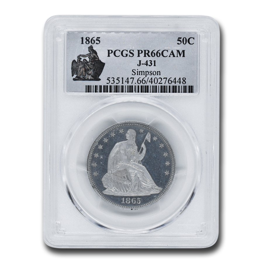 Buy 1865 Lib Seated Half Dollar Pat PR-66 Cam J-431