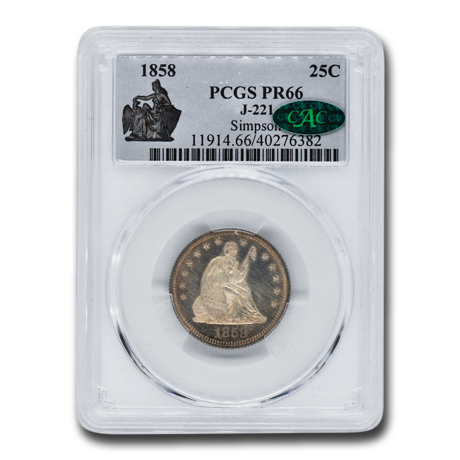 Buy 1858 Liberty Seated Quarter Pattern PR-66 PCGS CAC (J-221)